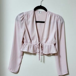 Aritzia Cropped Tie-Front Blouse - XS